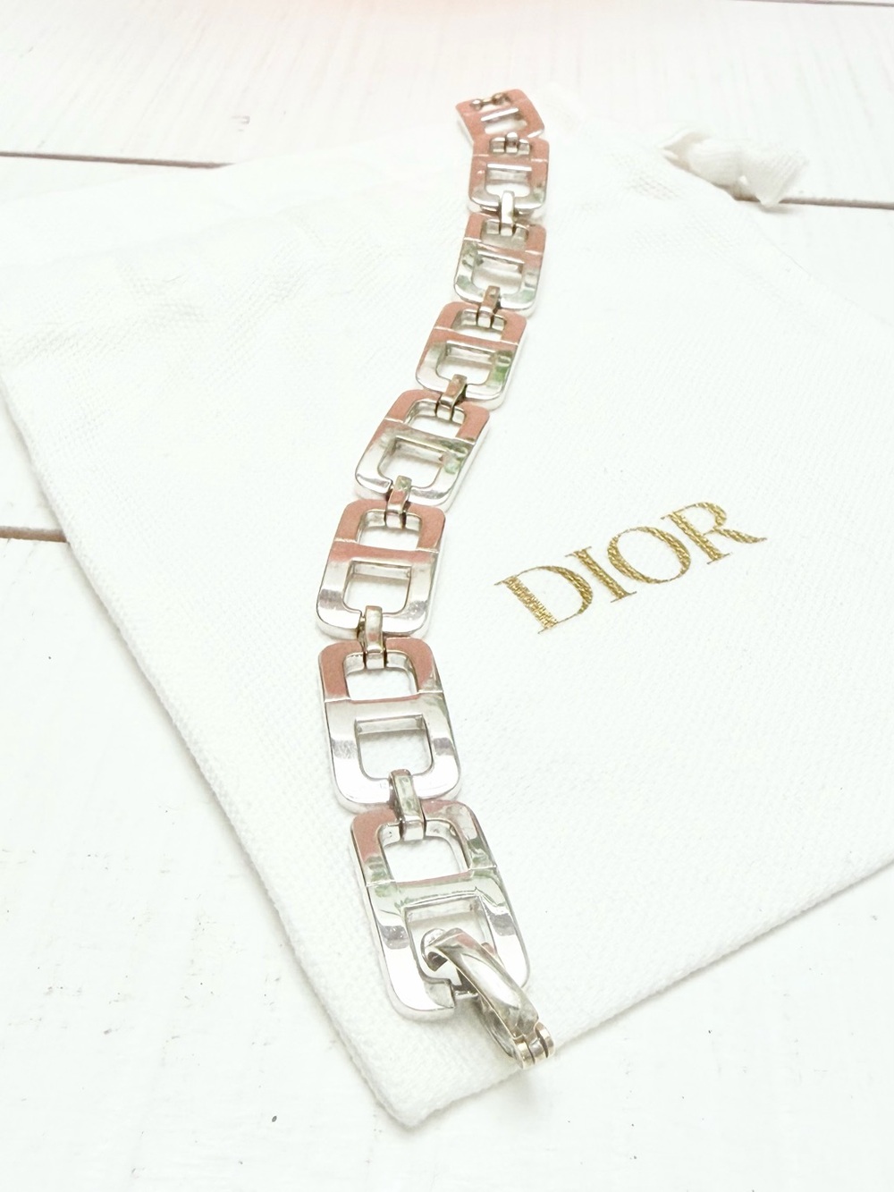 Unisex Dior Vintage Silver CD Chain Link Bracelet